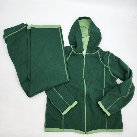 Sport Savvy Women’s Medium Green Hooded Zip-Up Jacket & Matching Pants Set - Picture 1 of 10